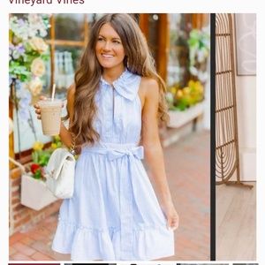 PREPPY SEERSUCKER STRIPED RUFFLE DRESS 🌾⚓️